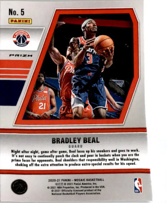 2020-21 Panini Mosaic #5 Bradley Beal Will to Win Mosaic Green - Basketball Card Single