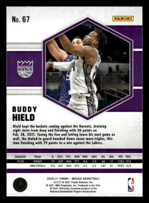 2020-21 Panini Mosaic #67 Buddy Hield Base Sacramento Kings - Basketball Card Single