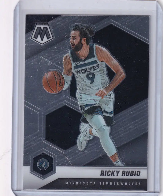 Basketball trading card of Ricky Rubio Minnesota Timberwolves from Panini Mosaic