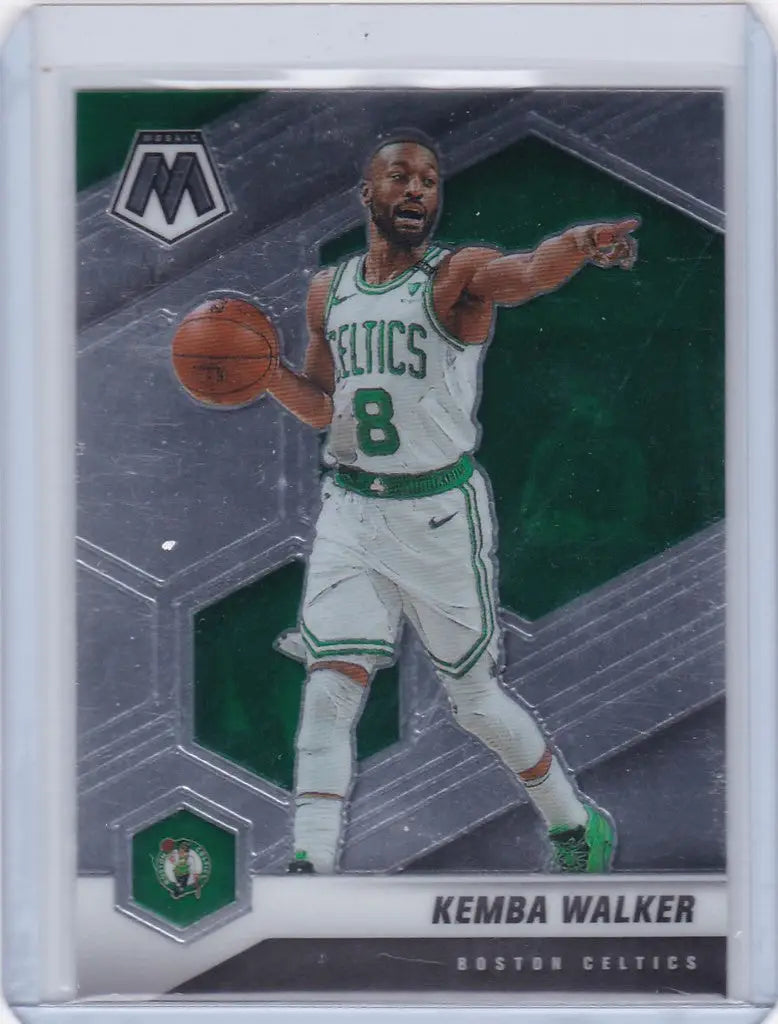 Basketball trading card of Kemba Walker Boston Celtics in Panini Mosaic design