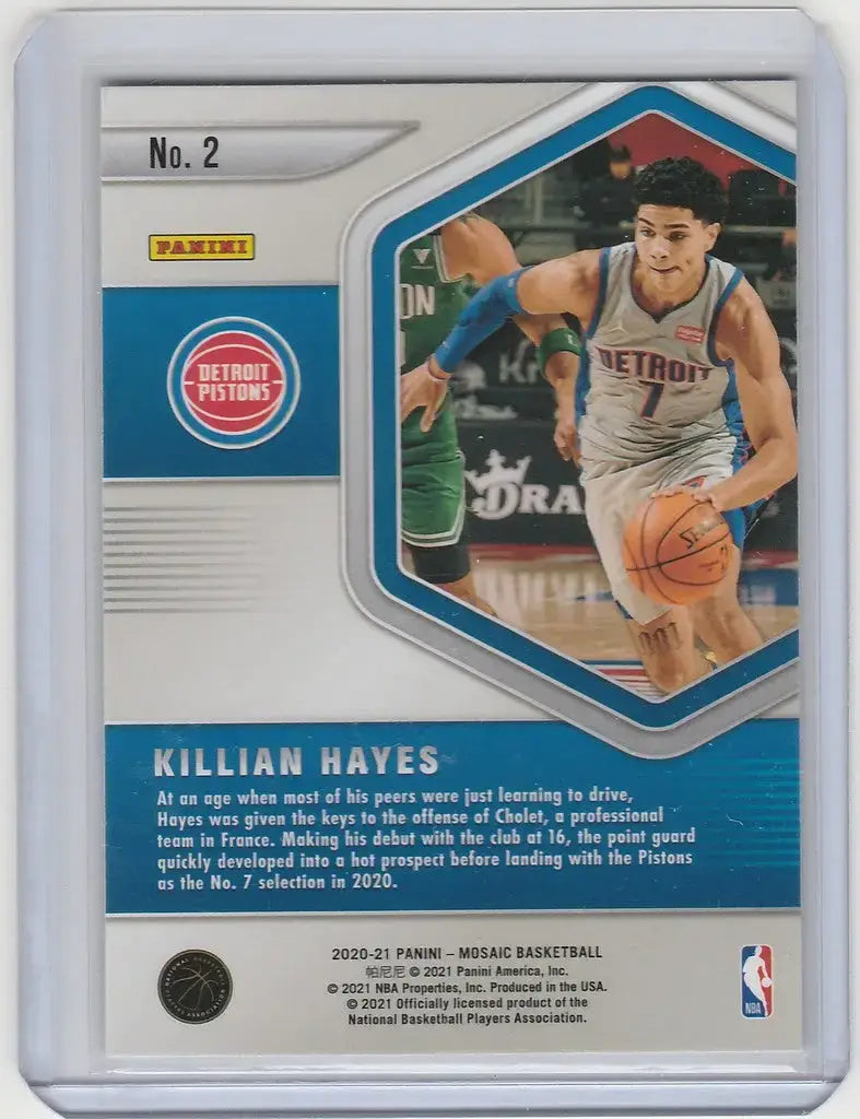 2020-21 Panini Mosaic Blue Chip #2 Killian Hayes Detroit Pistons