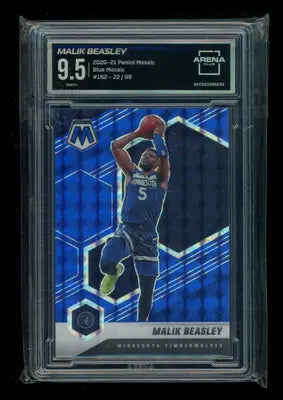 2020-21 Panini Mosaic Blue Mosaic Malik Beasley #162 22/99 Arena Club 9.5 - Basketball Card Single