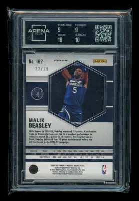 2020-21 Panini Mosaic Blue Mosaic Malik Beasley #162 22/99 Arena Club 9.5 - Basketball Card Single