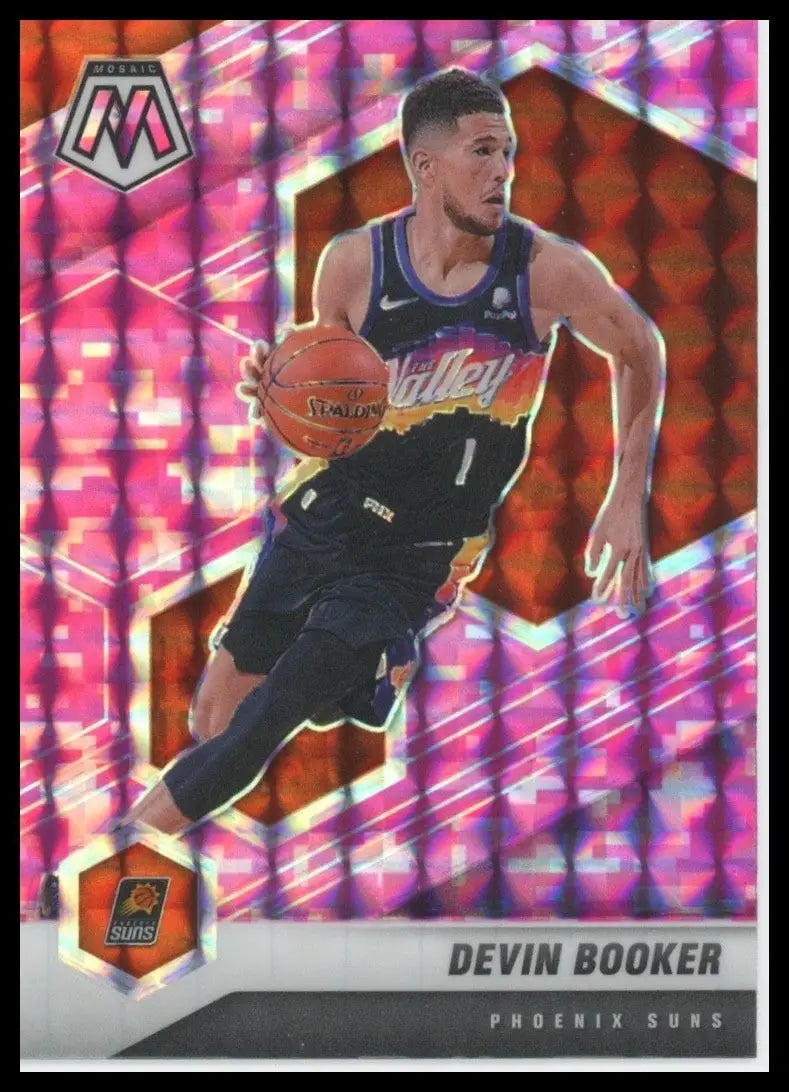 2020-21 Panini Mosaic - Devin Booker #33 Pink Camo Mosaic Prizm