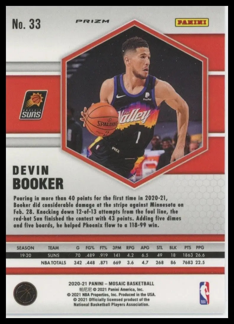 2020-21 Panini Mosaic - Devin Booker #33 Pink Camo Mosaic Prizm
