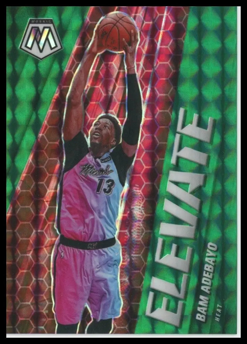 2020-21 Panini Mosaic Elevate Green Mosaic Bam Adebayo #17 Miami Heat Basketball - Basketball Card Single
