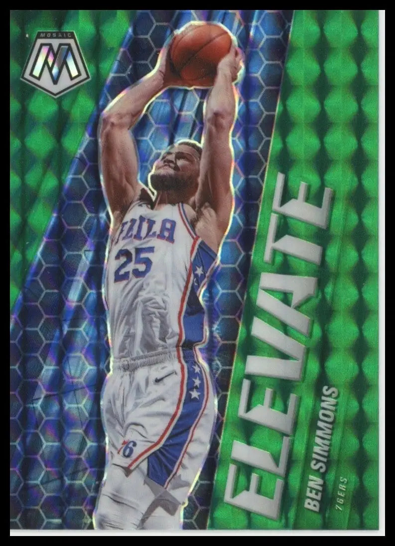 2020-21 Panini Mosaic Elevate Green Mosaic Ben Simmons #22 Philadelphia 76ers - Basketball Card Single