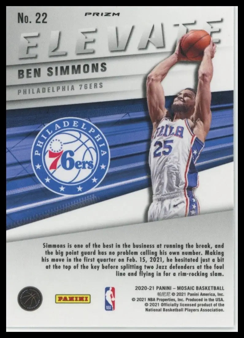 2020-21 Panini Mosaic Elevate Green Mosaic Ben Simmons #22 Philadelphia 76ers - Basketball Card Single