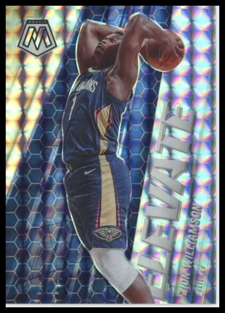 2020-21 Panini Mosaic Elevate Silver Mosaic Zion Williamson #3 NO Pelicans Card