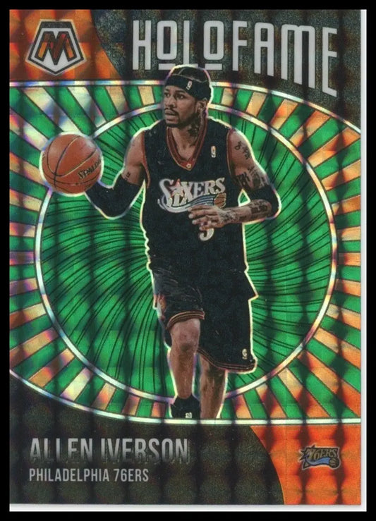 2020-21 Panini Mosaic Holofame Green Mosaic Allen Iverson #1 Philadelphia 76ers - Basketball Card Single