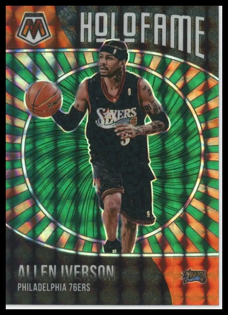 2020-21 Panini Mosaic Holofame Green Mosaic Allen Iverson #1 Philadelphia 76ers - Basketball Card Single