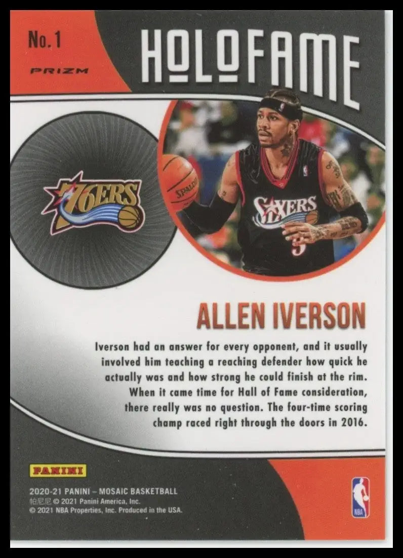 2020-21 Panini Mosaic Holofame Green Mosaic Allen Iverson #1 Philadelphia 76ers - Basketball Card Single