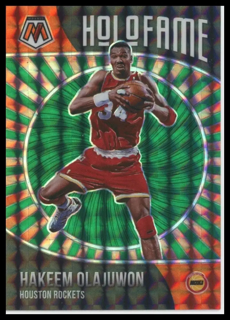 2020-21 Panini Mosaic Holofame Green Mosaic Hakeem Olajuwon #18 Houston Rockets - Basketball Card Single