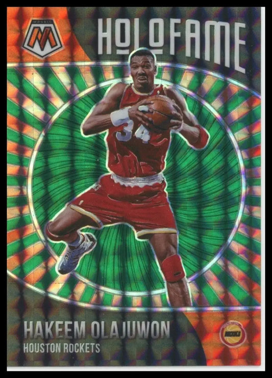 2020-21 Panini Mosaic Holofame Green Mosaic Hakeem Olajuwon #18 Houston Rockets - Basketball Card Single
