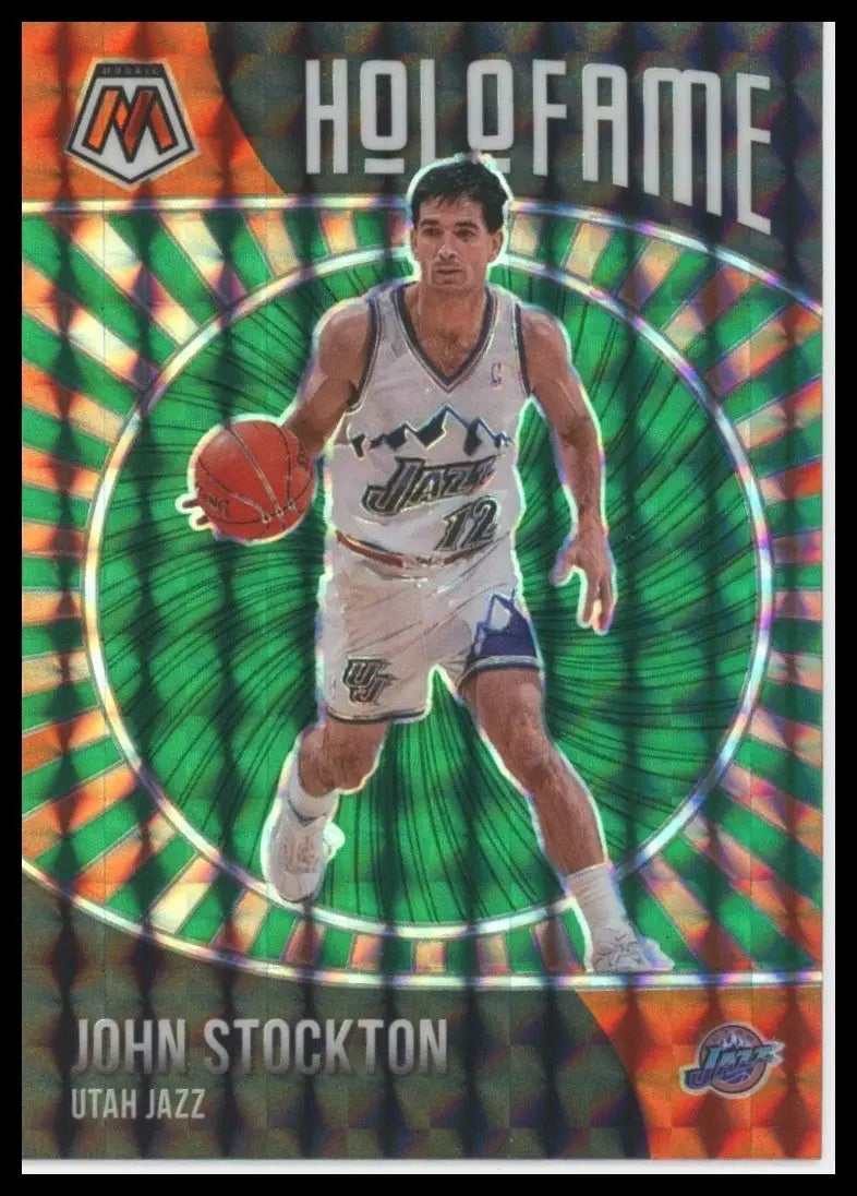 2020-21 Panini Mosaic Holofame Green Mosaic John Stockton #13 Utah Jazz Card NBA - Basketball Card Single