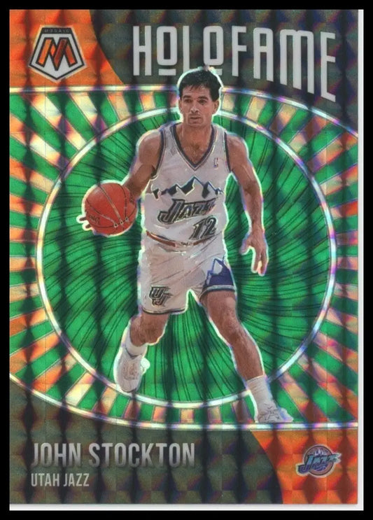 2020-21 Panini Mosaic Holofame Green Mosaic John Stockton #13 Utah Jazz Card NBA - Basketball Card Single