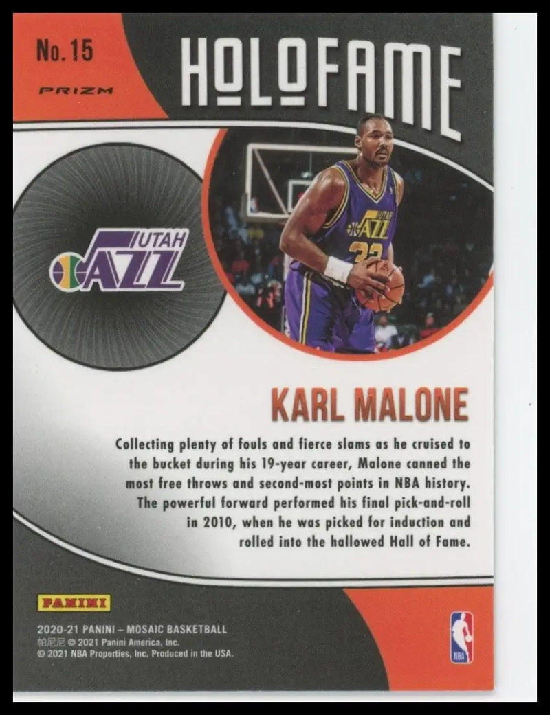 2020-21 Panini Mosaic Holofame Green Mosaic Karl Malone #15 Utah Jazz Basketball - Basketball Card Single