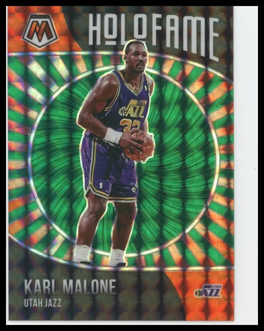 2020-21 Panini Mosaic Holofame Green Mosaic Karl Malone #15 Utah Jazz Basketball - Basketball Card Single