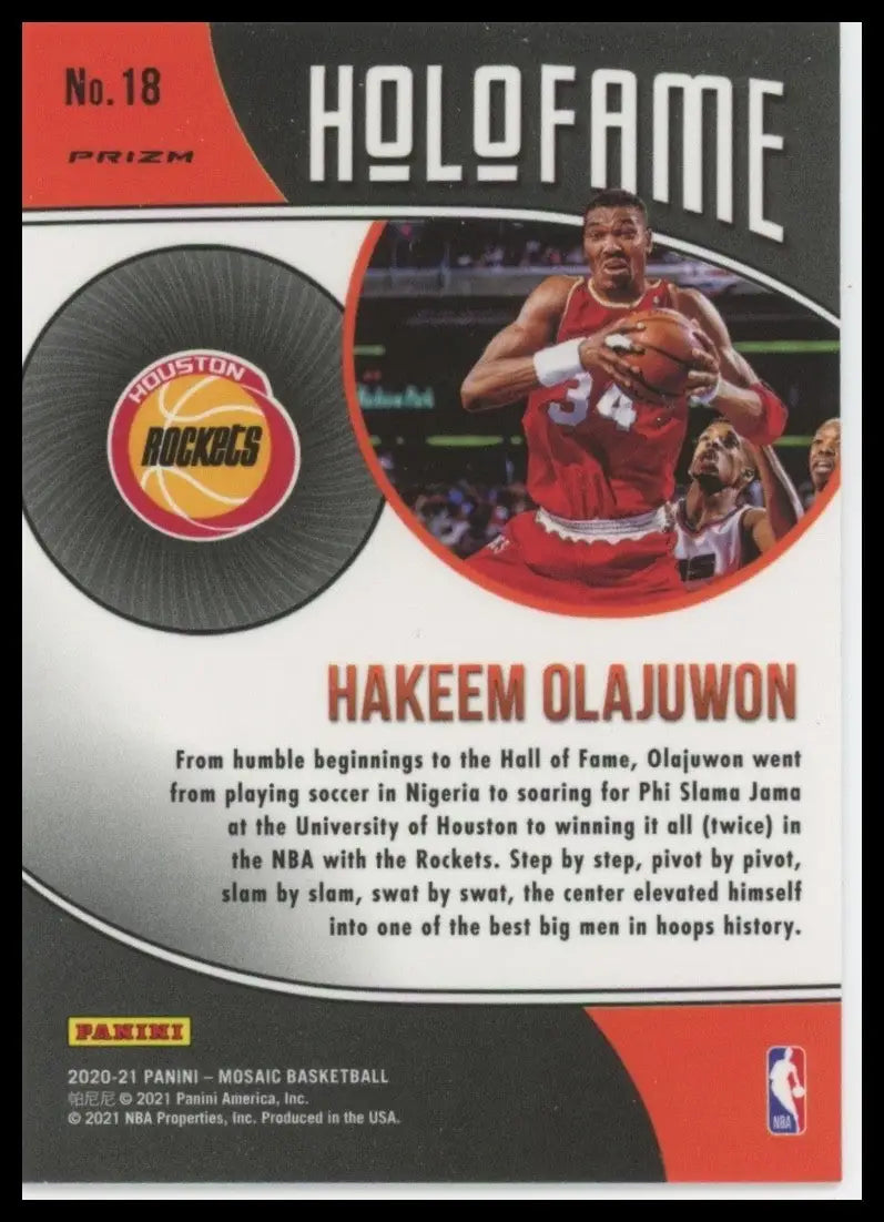2020-21 Panini Mosaic - Holofame Hakeem Olajuwon #18 Mosaic Prizm