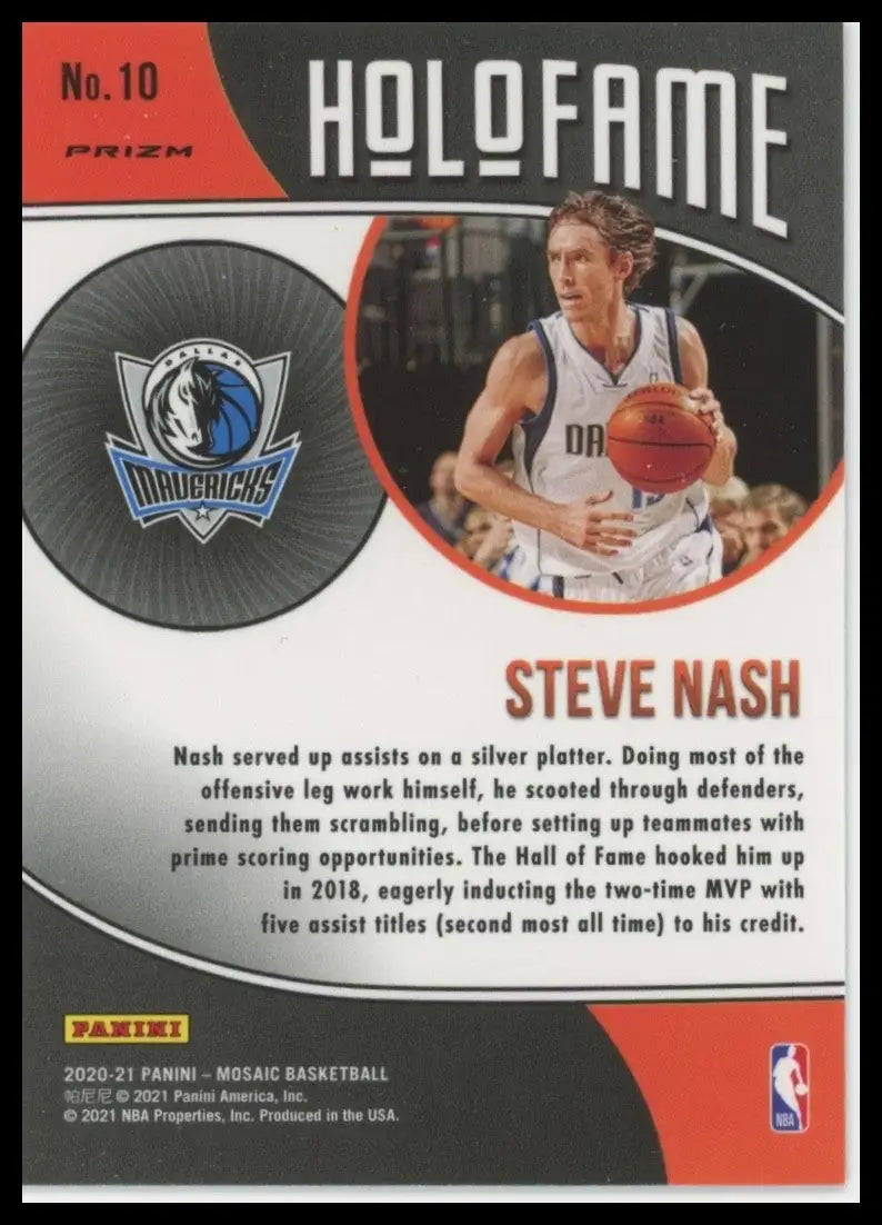 2020-21 Panini Mosaic - Holofame Steve Nash #10 Mosaic Prizm