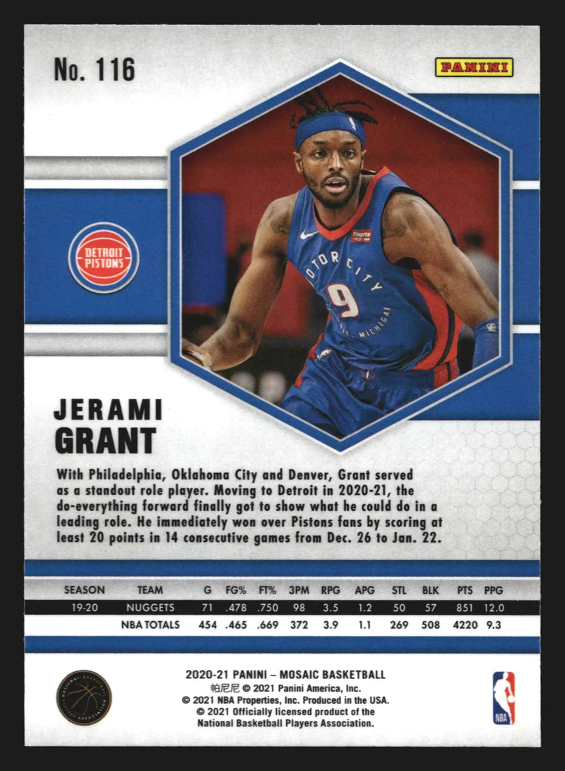2020-21 Panini Mosaic Jerami Grant #116 Detroit Pistons