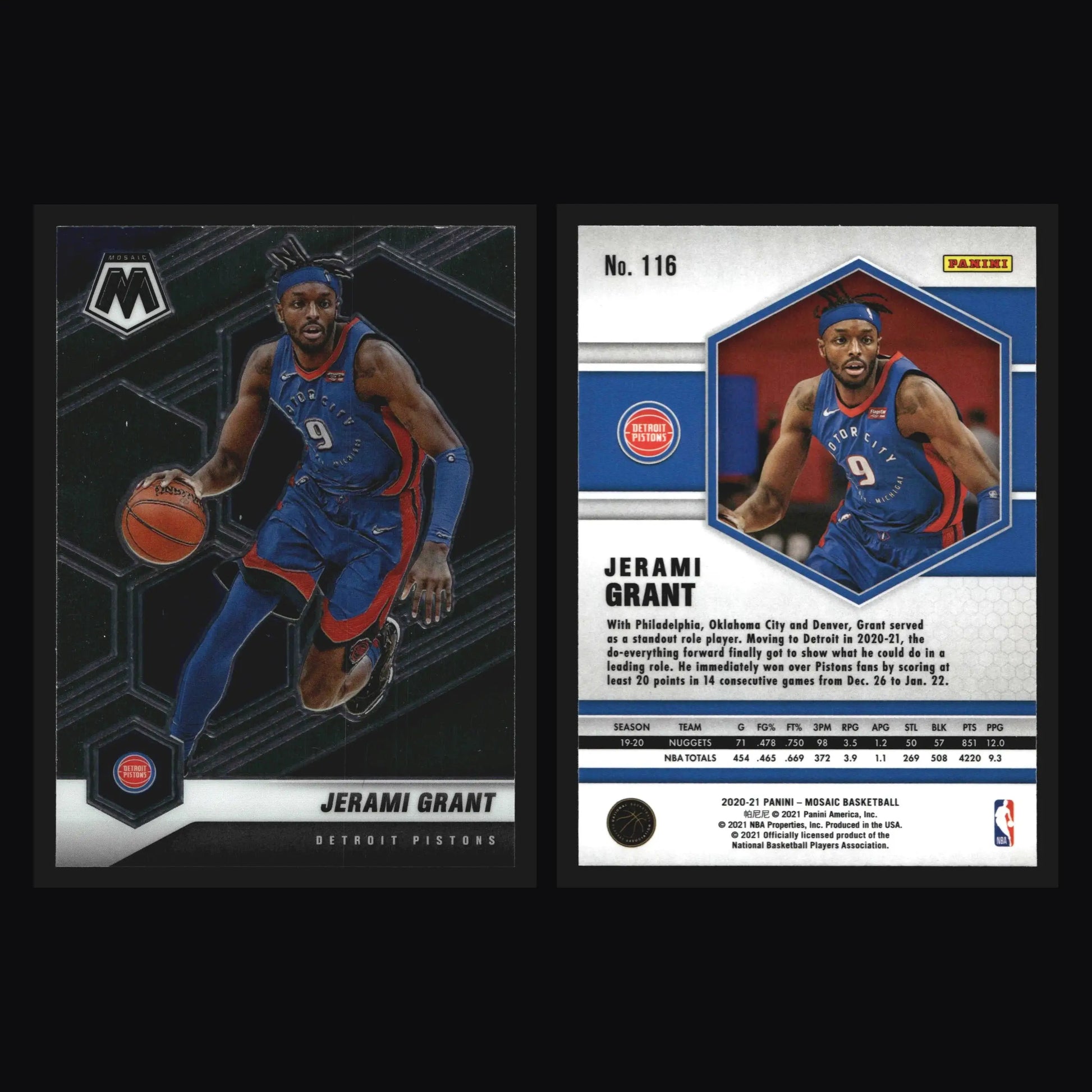 2020-21 Panini Mosaic Jerami Grant #116 Detroit Pistons