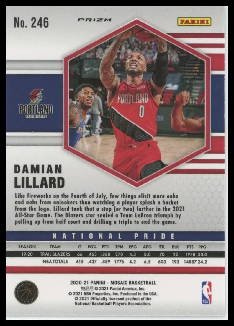 2020-21 Panini Mosaic Orange Reactive Damian Lillard #246 USA Trail Blazers NBA - Basketball Card Single