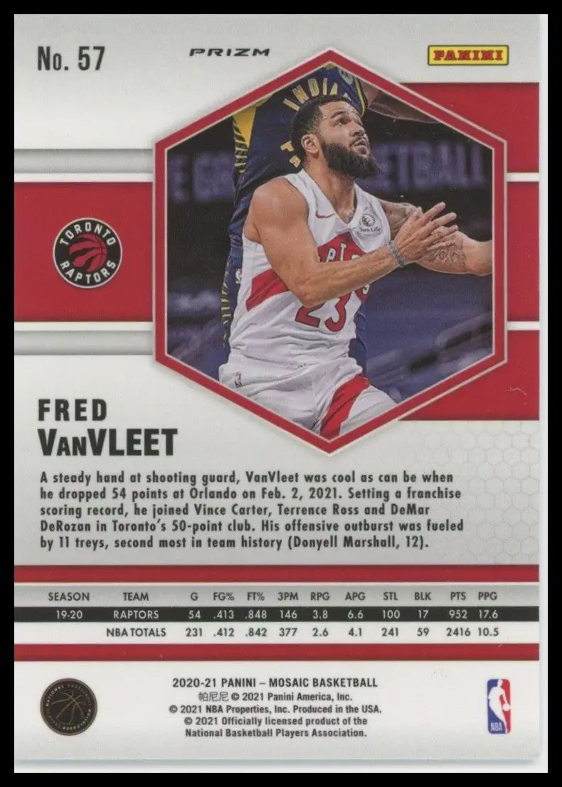 2020-21 Panini Mosaic Orange Reactive Fred VanVleet #57 Toronto Raptors Card NBA - Basketball Card Single