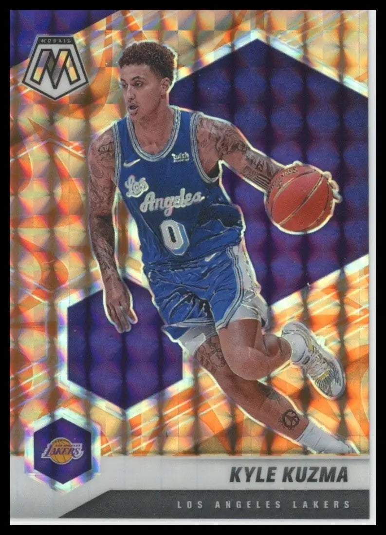 2020-21 Panini Mosaic Orange Reactive Kyle Kuzma #1 Los Angeles Lakers Card NBA
