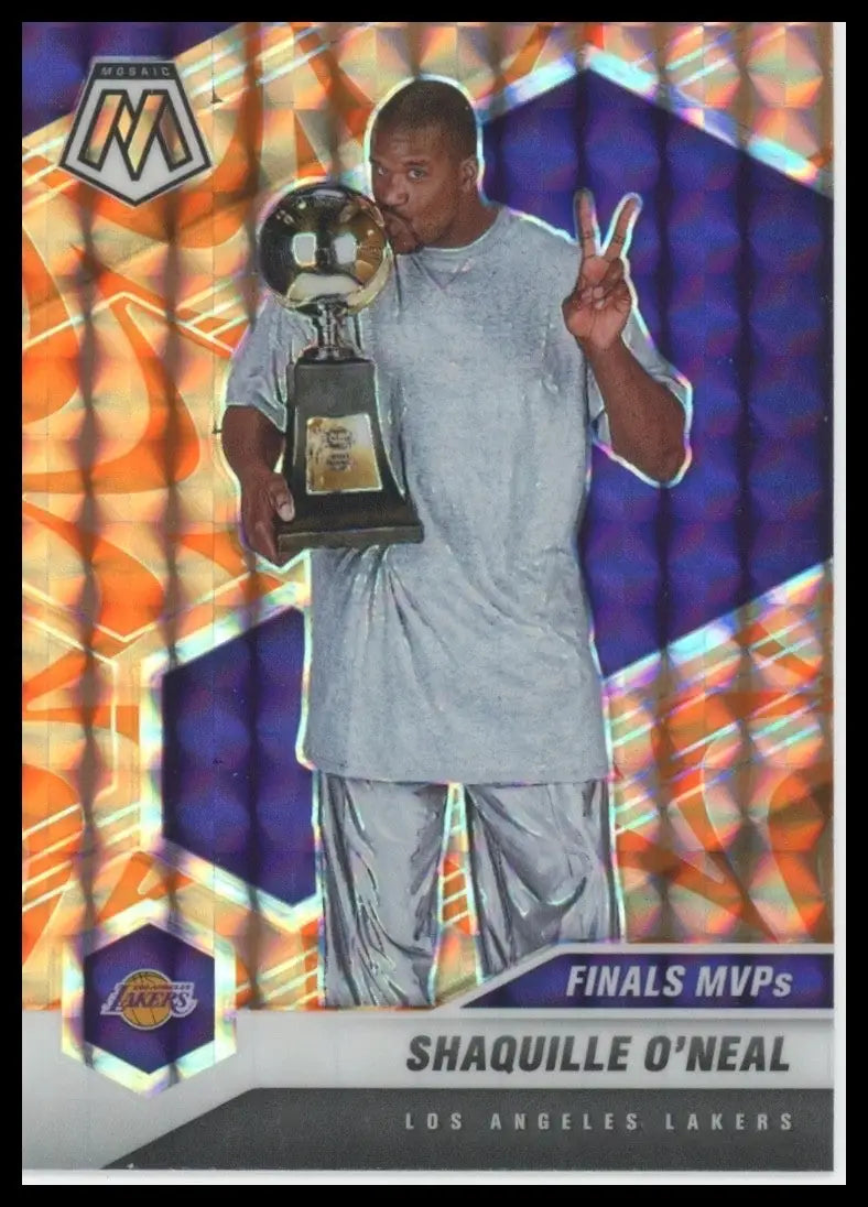 2020-21 Panini Mosaic Orange Reactive Shaquille ONeal #300 Finals MVP LA Lakers