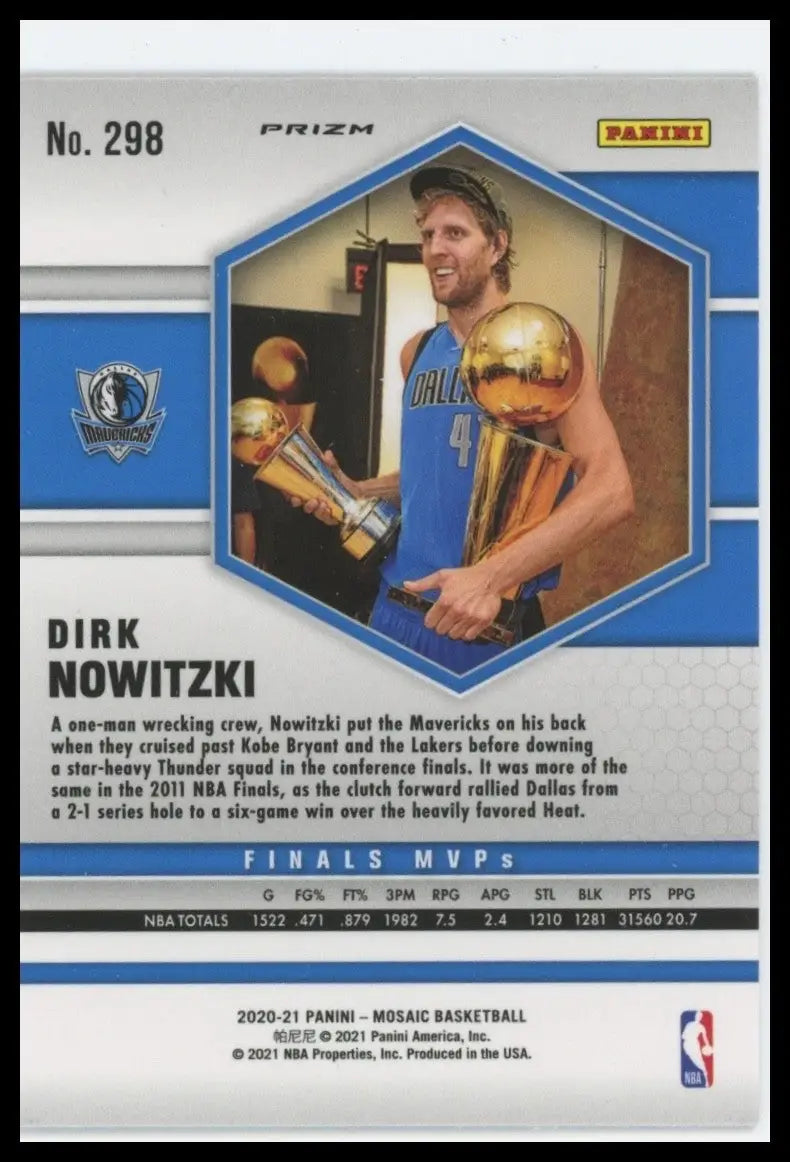 2020-21 Panini Mosaic Pink Camo Dirk Nowitzki #298 Dallas Mavericks Basketball - Basketball Card Single