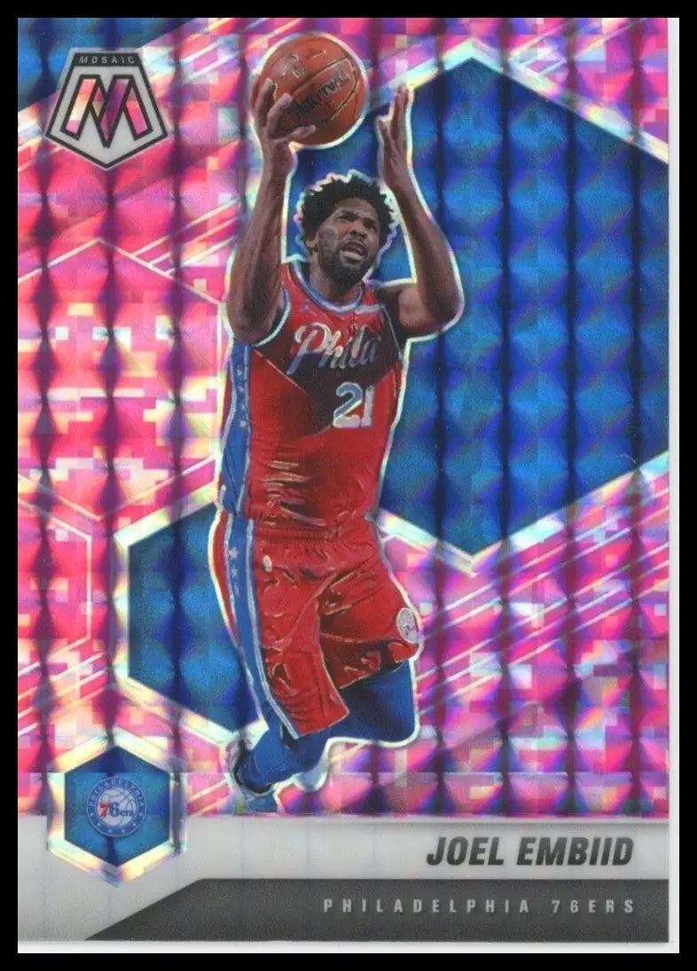 2020-21 Panini Mosaic Pink Camo Joel Embiid #164 Philadelphia 76ers Basketball - Basketball Card Single