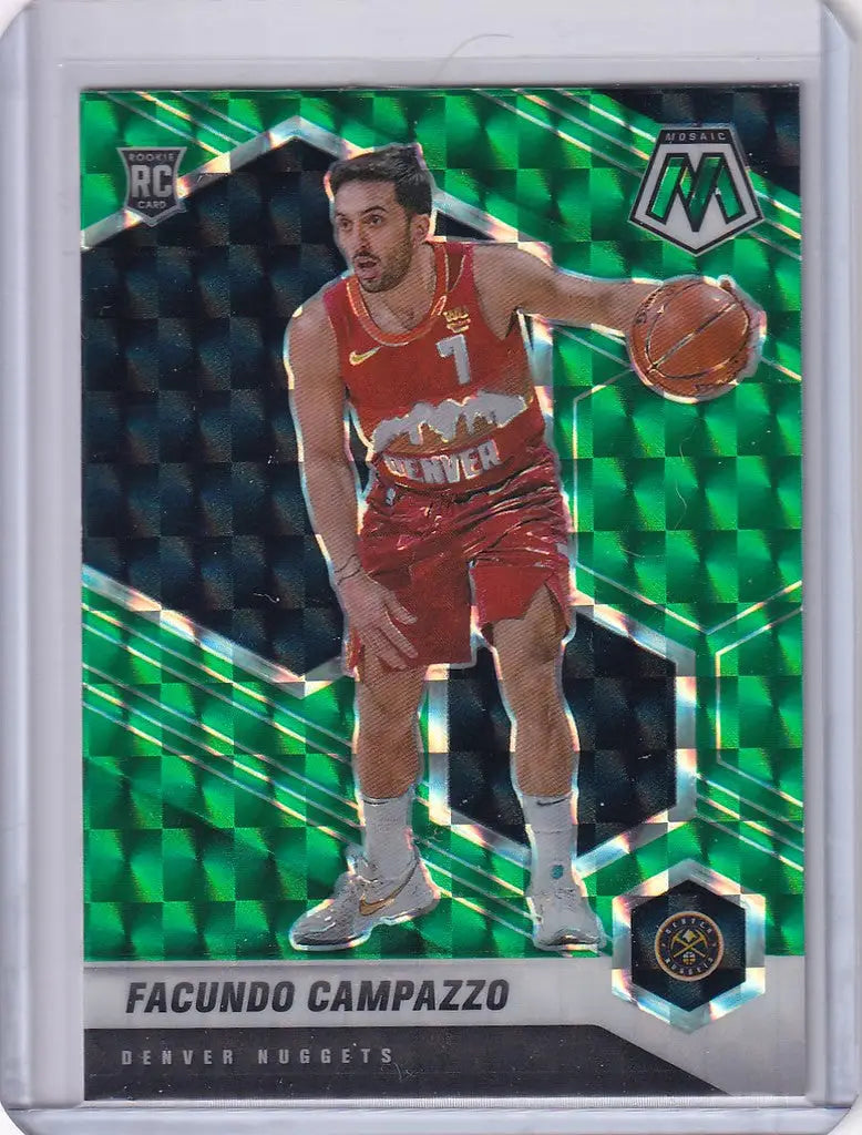 Basketball trading card of Facundo Campazzo Denver Nuggets in red uniform Panini Mosaic Prizm