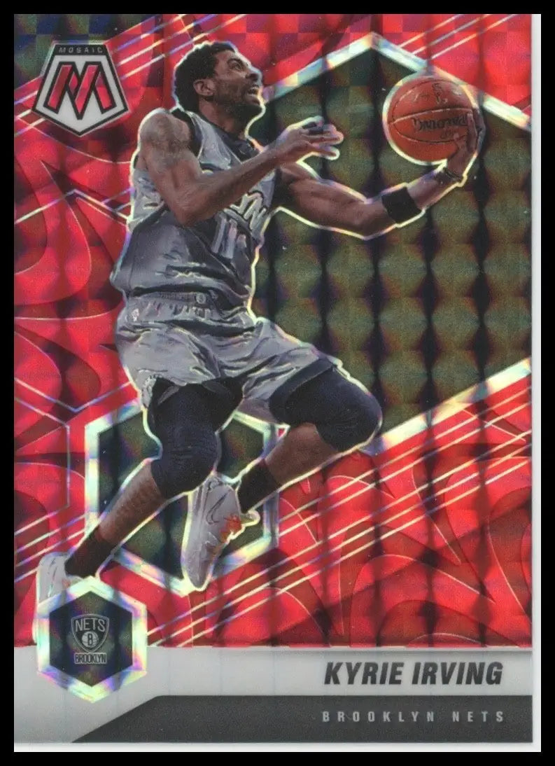 2020-21 Panini Mosaic Red Reactive Kyrie Irving #198 Brooklyn Nets Basketball - Basketball Card Single