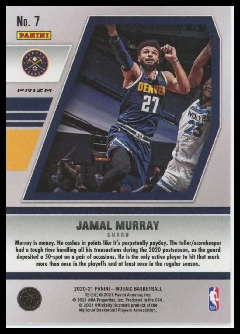 2020-21 Panini Mosaic - Will to Win Jamal Murray #7 Green Mosaic Prizm