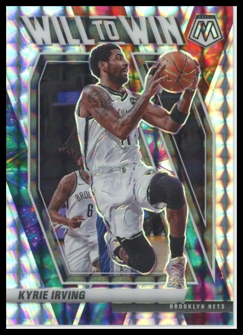 2020-21 Panini Mosaic Will to Win Silver Mosaic Kyrie Irving #14 Brooklyn Nets - Basketball Card Single