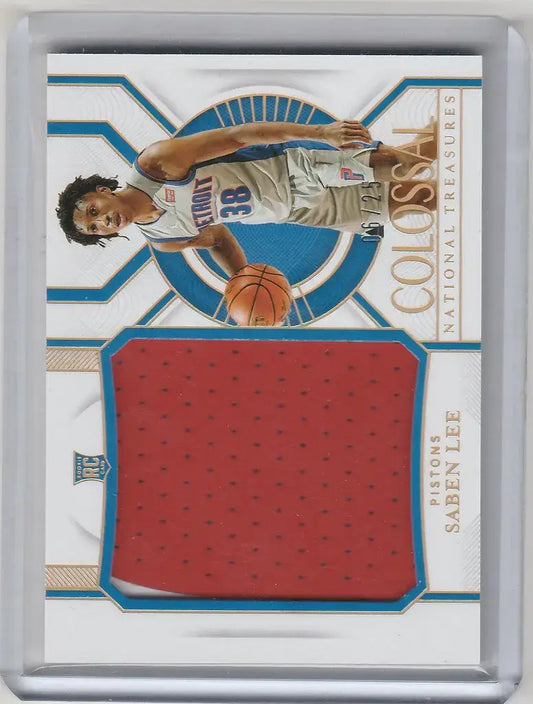 2020-21 Panini National Treasures Colossal Relic Saben Lee Detroit Pistons 6/25 - Basketball Card Single