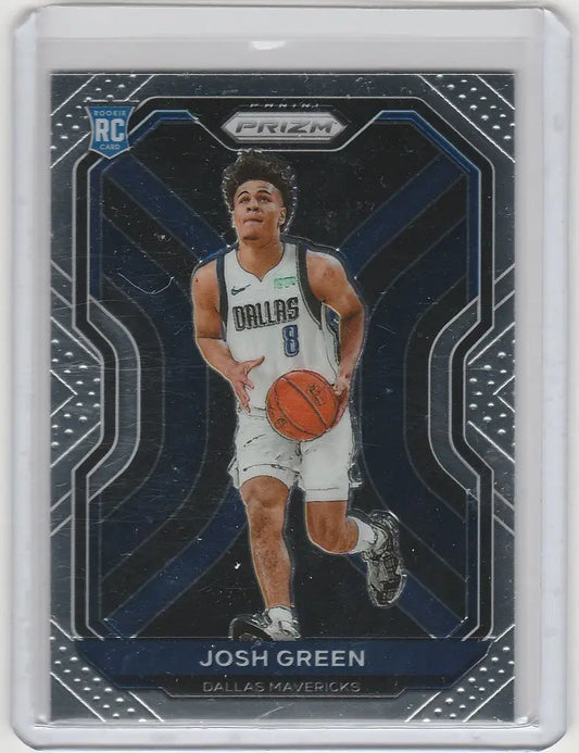 Basketball trading card of Josh Green Dallas Mavericks in Panini Prizm white uniform