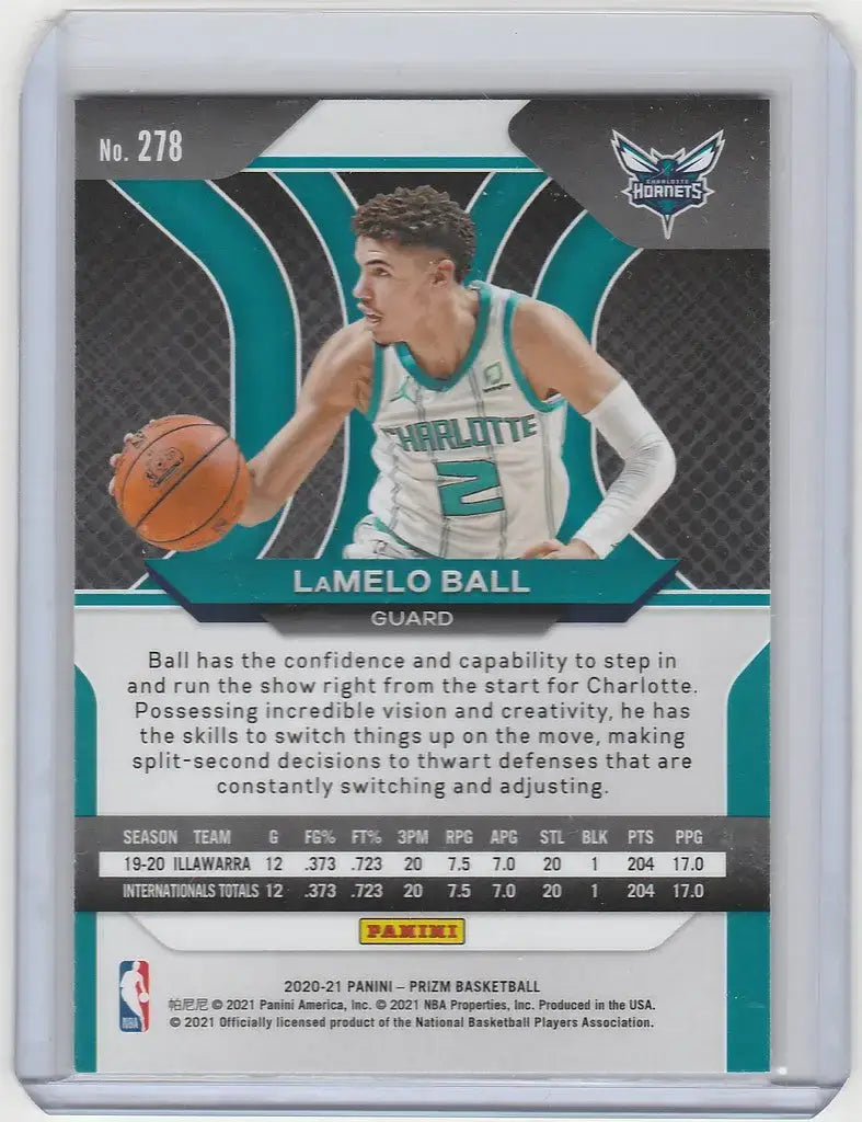 2020-21 Panini Prizm #278 LaMelo Ball Charlotte Hornets - Basketball Card Single