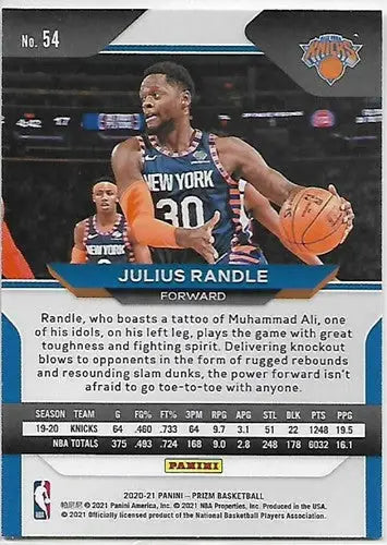 2020-21 Panini Prizm #54 Julius Randle NM-MT Knicks - Basketball Card Single