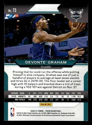 2020-21 Panini Prizm #73 Devonte’ Graham Base Charlotte Hornets - Basketball Card Single