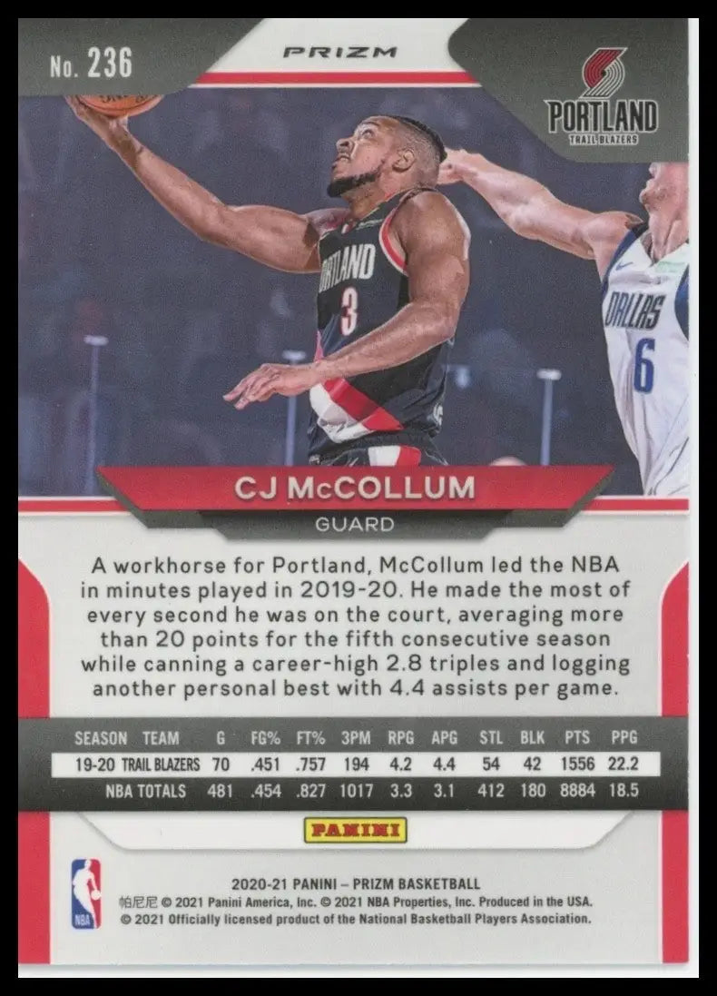2020-21 Panini Prizm - C.J. McCollum #236 Green Prizm