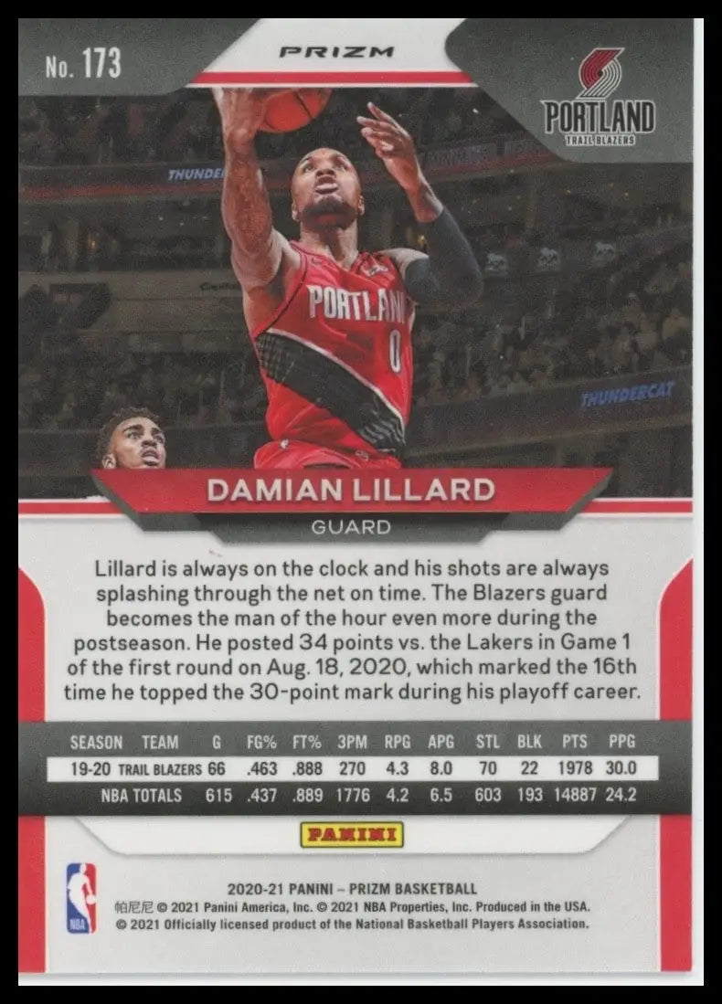2020-21 Panini Prizm - Damian Lillard #173 Red White & Blue Prizm
