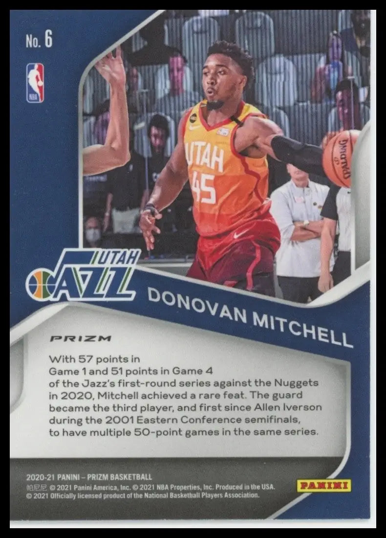 2020-21 Panini Prizm - Dominance Donovan Mitchell #6 Silver Prizm