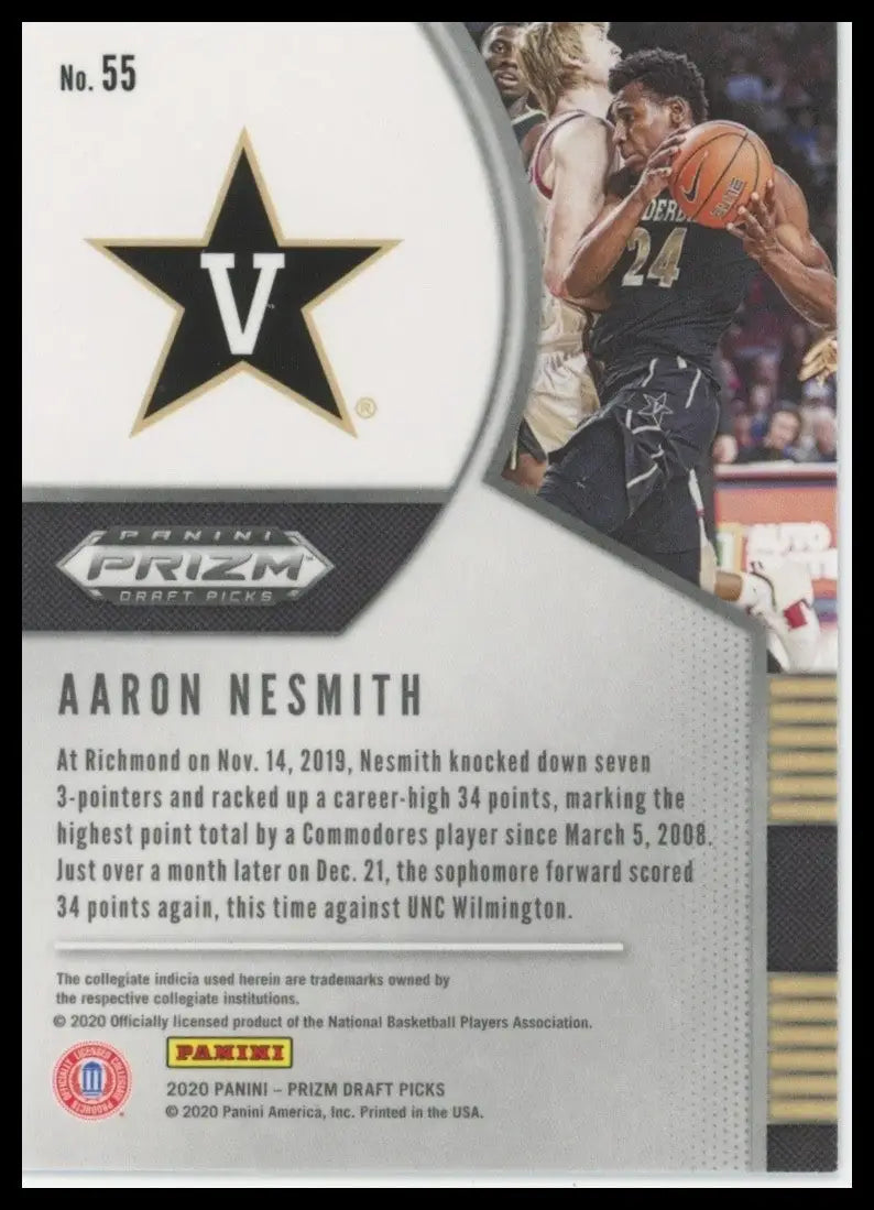 2020-21 Panini Prizm Draft Picks Aaron Nesmith #55 Rookie Vanderbilt Commodores - Basketball Card Single