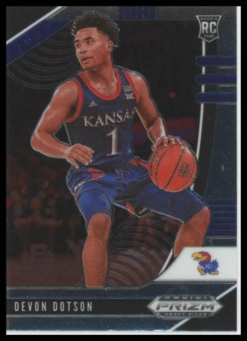 2020-21 Panini Prizm Draft Picks Devon Dotson #32 Rookie Kansas Jayhawks Card - Basketball Card Single