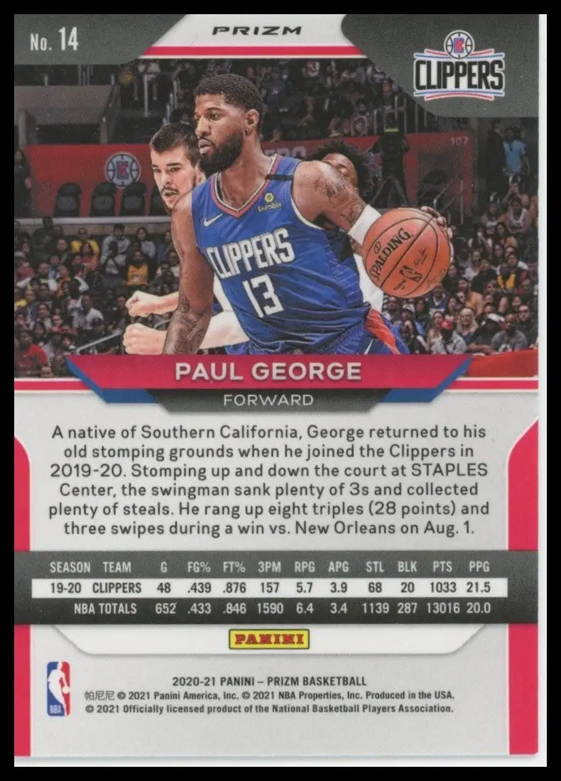 2020-21 Panini Prizm - Paul George #14 Hyper Prizm