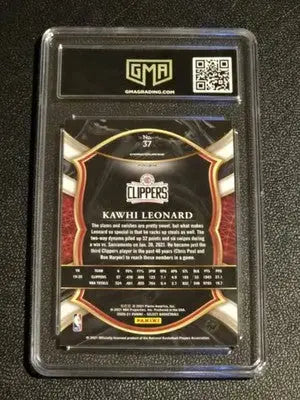 2020-21 Panini Select #37 Kawhi Leonard Red White Green Cracked Ice GMA 10 - Basketball Card Single