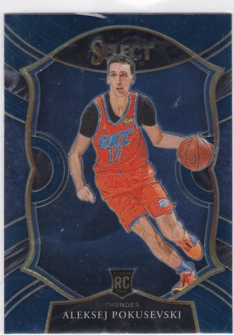 Aleksej Pokusevski RC basketball card from Panini Select featuring Oklahoma City Thunder