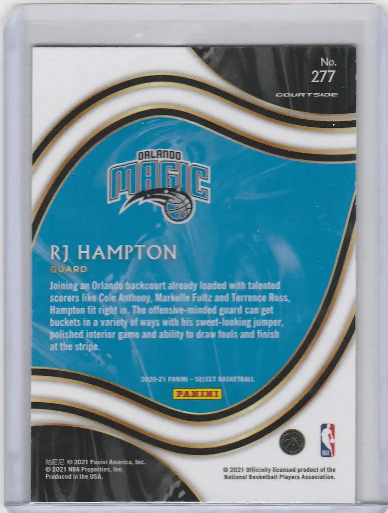 RJ Hampton Orlando Magic basketball trading card from 2020-21 Panini Select Courtside